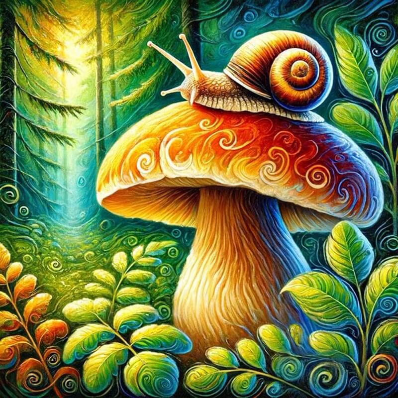 5D DIY Diamond Painting - Full Round / Square - Mushroom & Snail