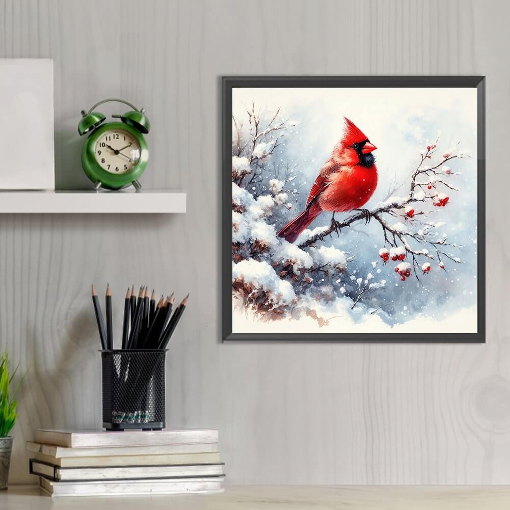 Snow Cardinal 5D DIY Diamond Painting Kit
