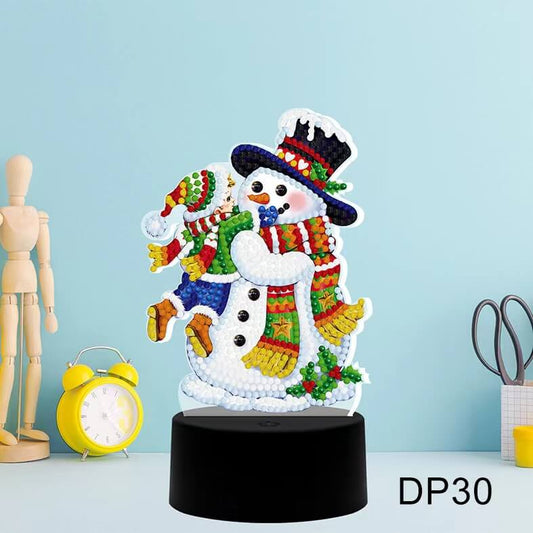 DIY Snowman Diamond Painting Led Table Lamp Ornament 