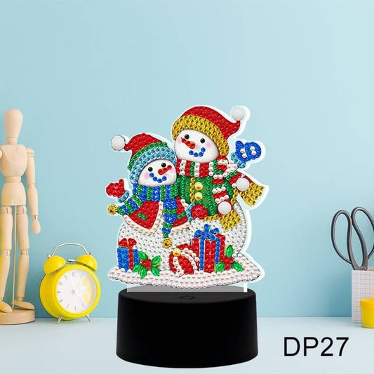 DIY Snowman Diamond Painting Led Table Lamp Ornament Kit A