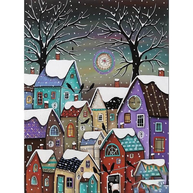 snowy town diamond art kit