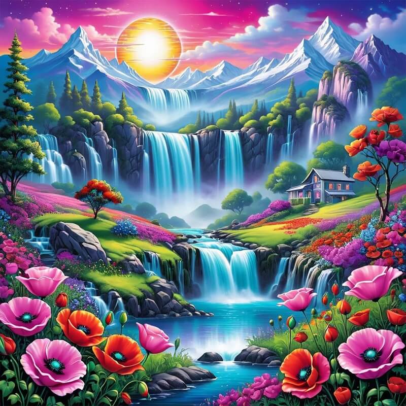 Spring Waterfall Diamond Painting