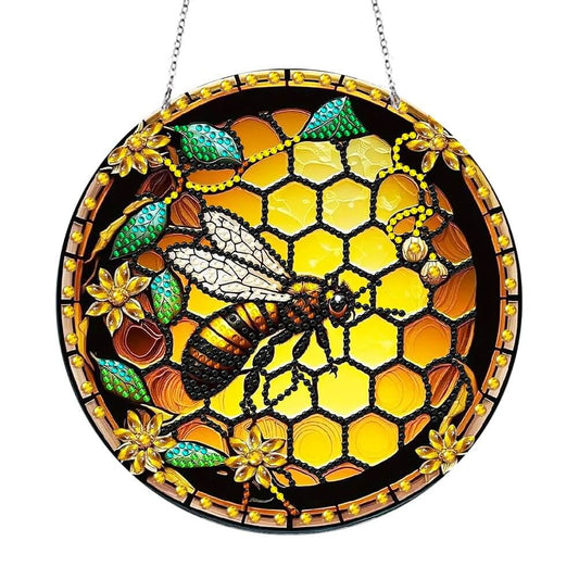 DIY Diamond Painting Vintage Hanging Ornament - Stained Glass Bee