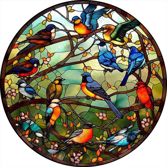 5D DIY Diamond Painting - Full Round / Square - Stained Glass Birds