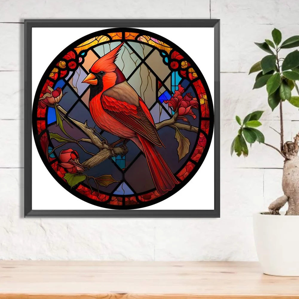 stained glass cardinal diamond painting