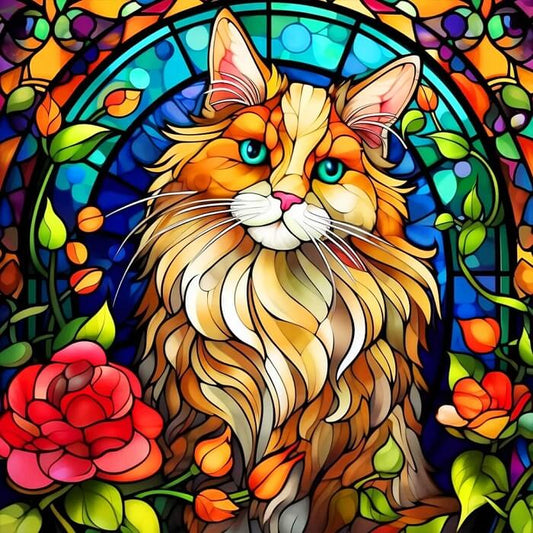 stained glass cat diamond painting