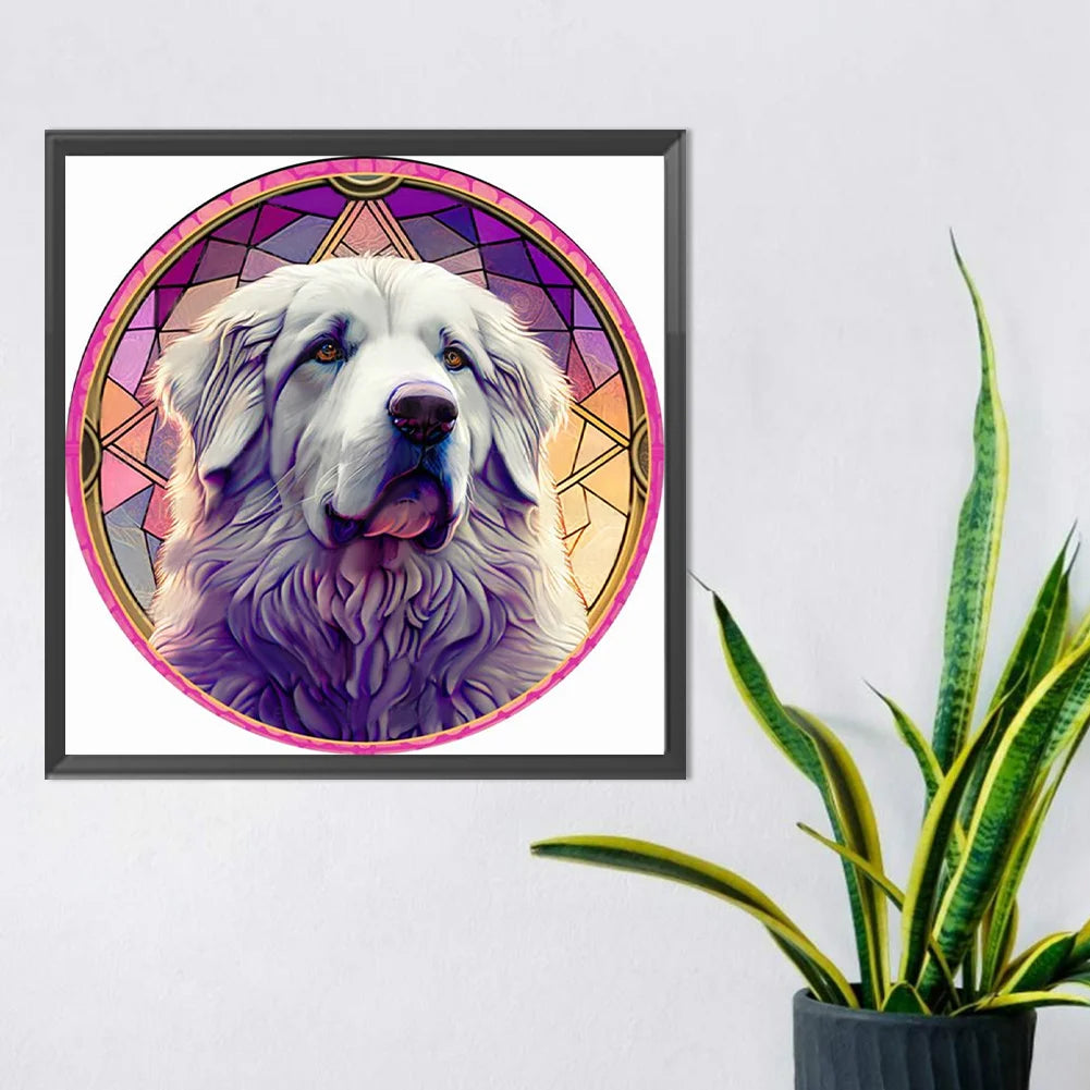 stained glass dog diamond painting kit
