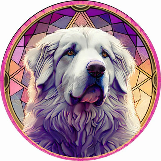 stained glass dog diamond painting