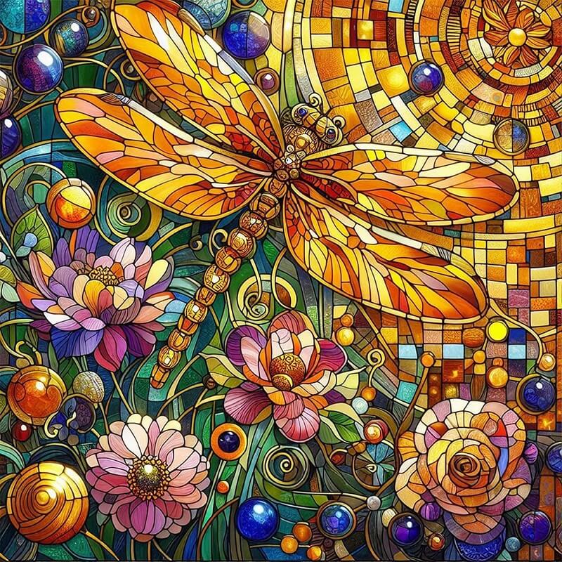 Stained Glass Dragonfly Diamond Painting