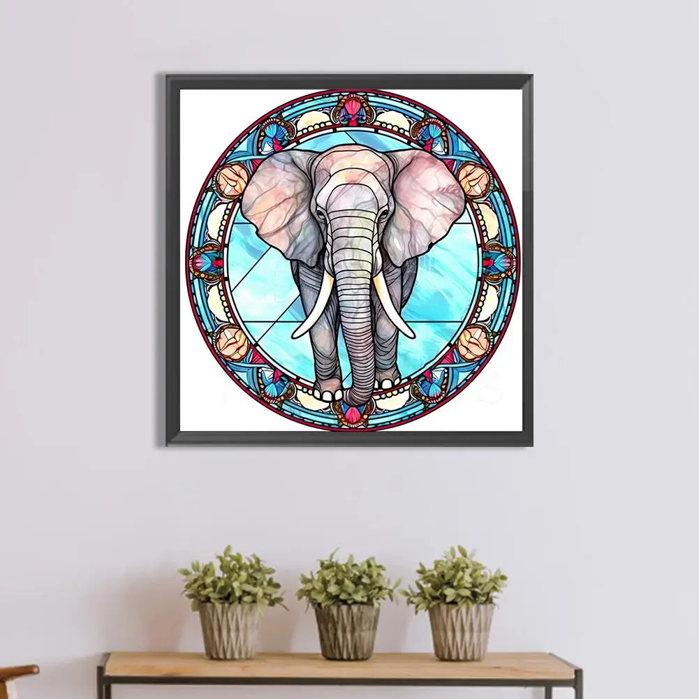 Stained Glass Elephant Diamond Painting 