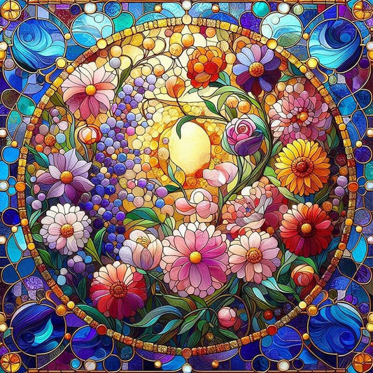 Stained Glass Flowers Diamond Painting