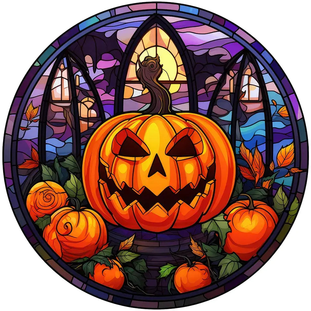 Halloween diamond painting - Full Round / Square - Stained Glass Jack O Lantern