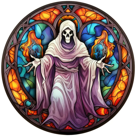 Halloween diamond painting - Full Round / Square - Stained Glass Skull C