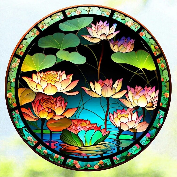 Lotus Stained Glass Diamond Painting