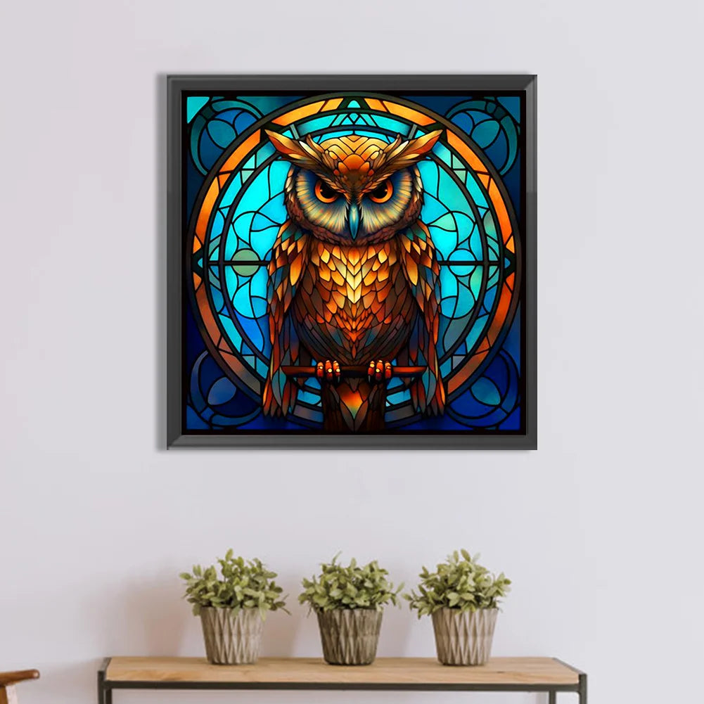 stained glass owl diamond embroidery kit