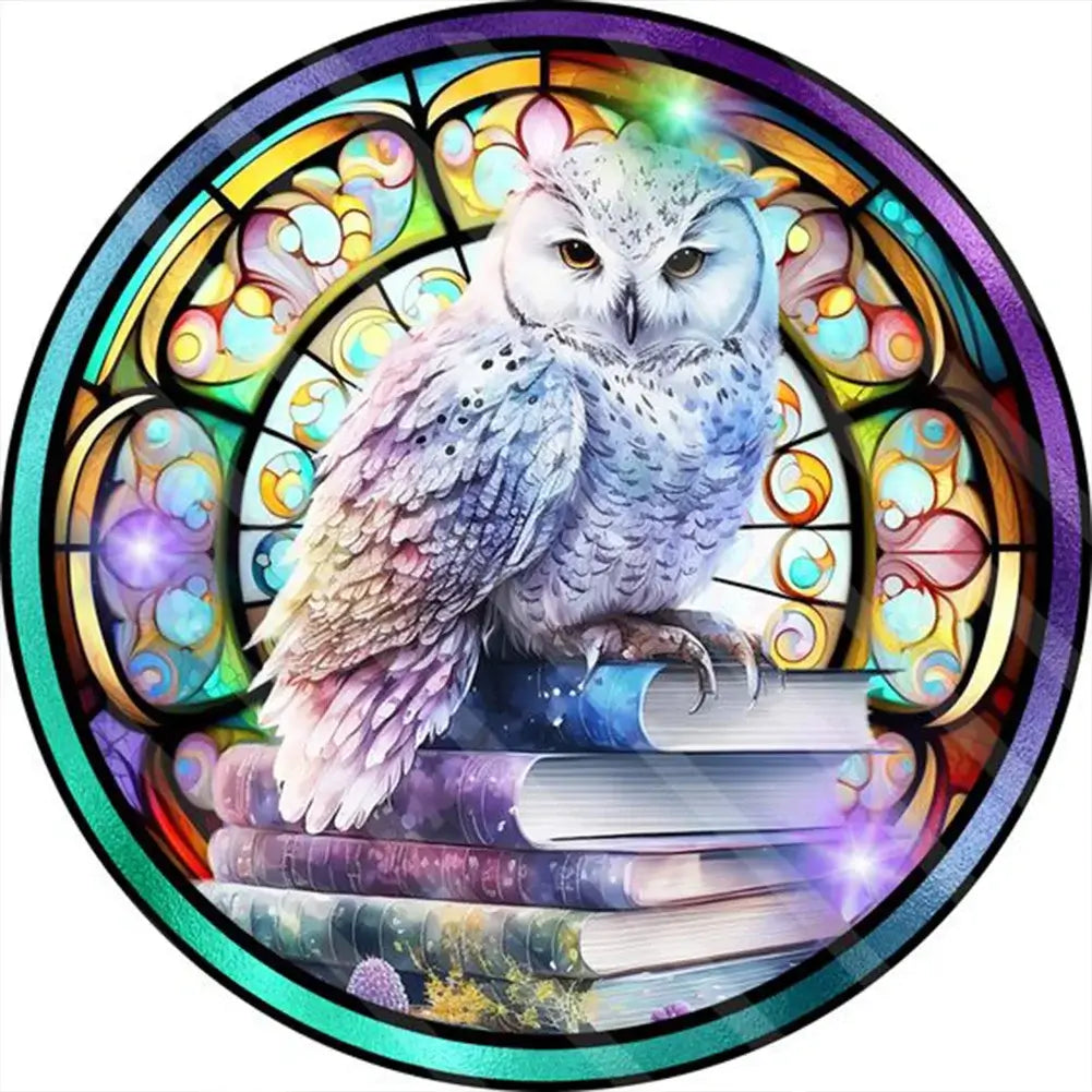 Diamond Painting - Full Round / Square - Stained Glass Owl