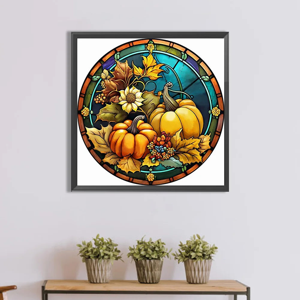 stained glass pumpkin diamond painting