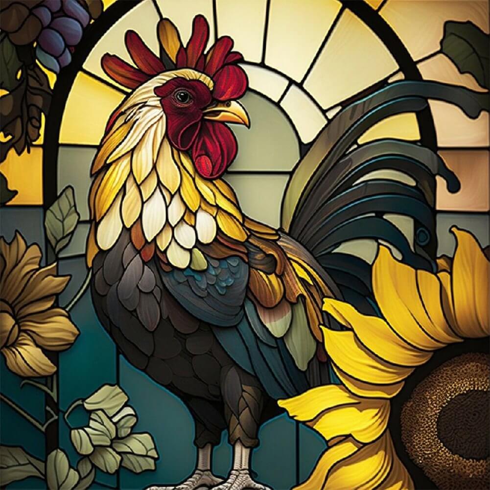 Diamond Painting - Full Round / Square - Stained Glass Rooster