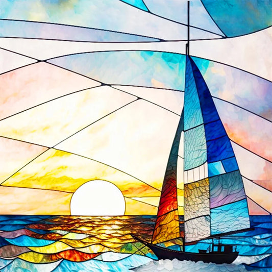 stained glass sailboat diamond painting kit