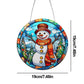 Stained Glasses Snowman Diamond Art Vintage Hanging Ornament Size