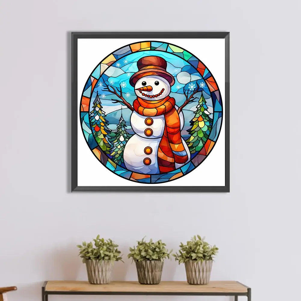 Stained Glass Snowman Diamond painting