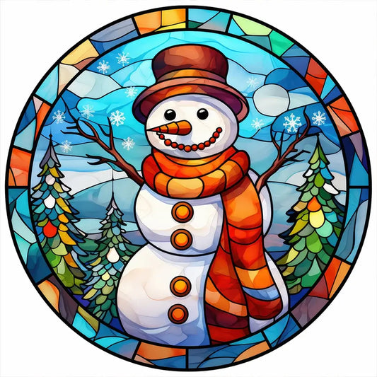 Diamond painting - Full Round / Square - Stained Glass Snowman