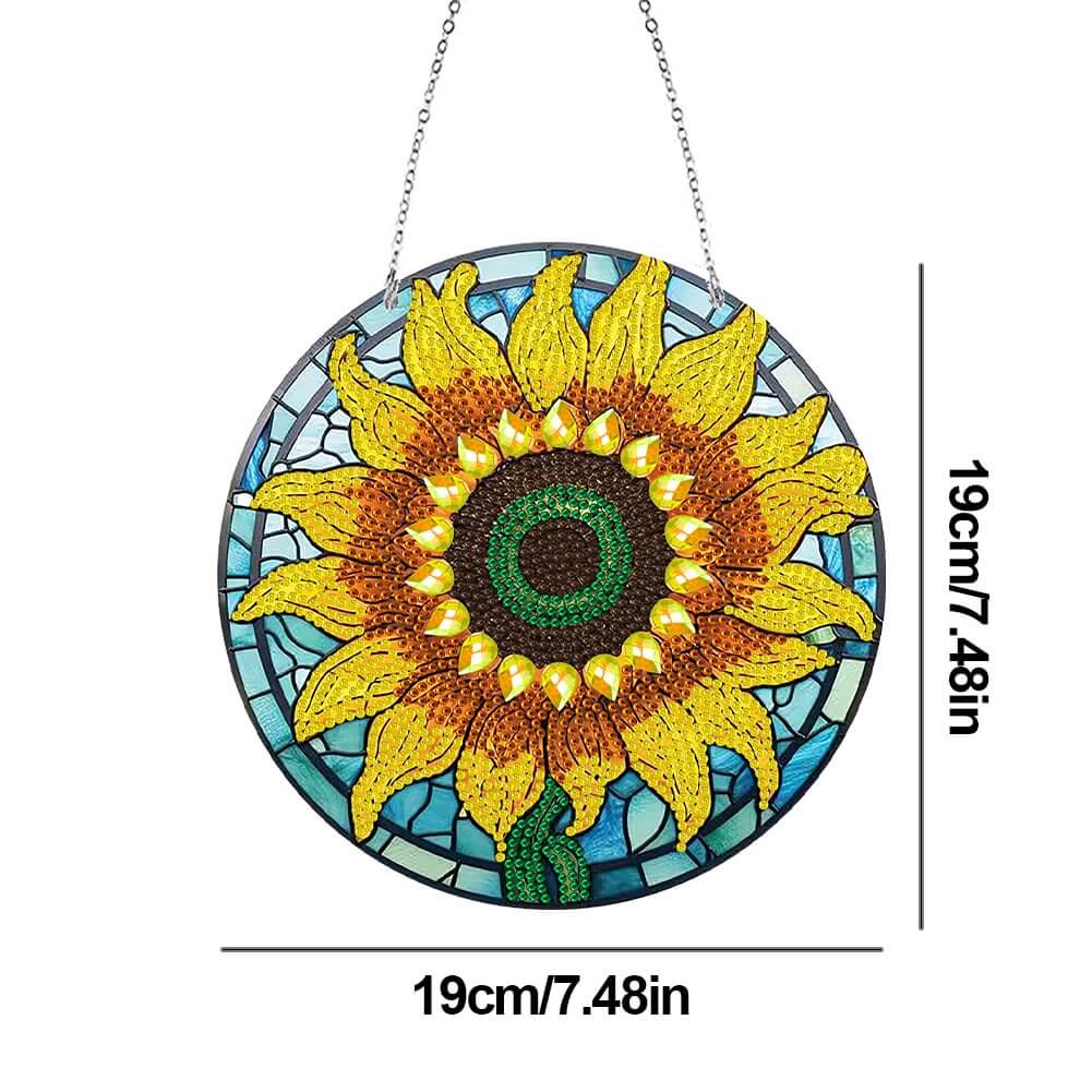 stained glass sunflower diamond art hanging ornament size