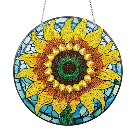 stained glass sunflower diamond art hanging ornament