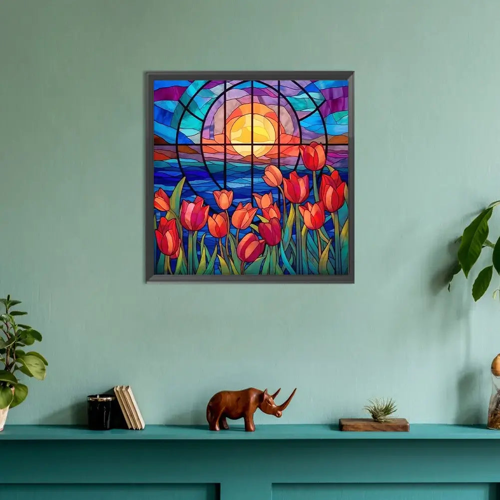Tulips Stained Glass 5D DIY Diamond Painting Kit