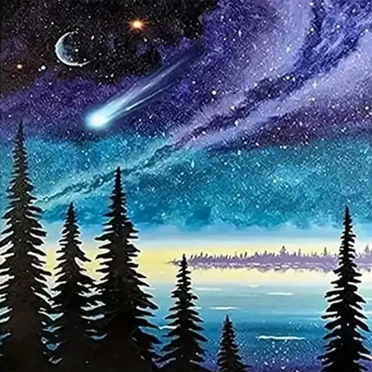 Starry Night Forest Diamond Painting