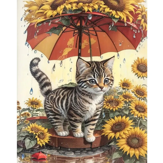 5D DIY Diamond Painting - Full Round / Square - Cat & Umbrella