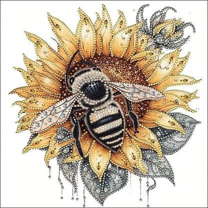 Sunflower & Bee Crystal Rhinestone Diamond Painting A