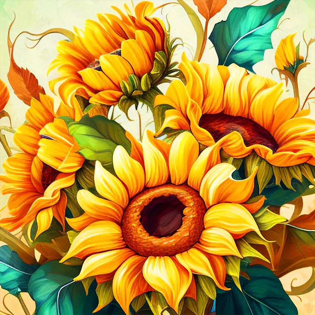 Diamond Painting Kit - Full Round / Square - Sunflower Bouquet