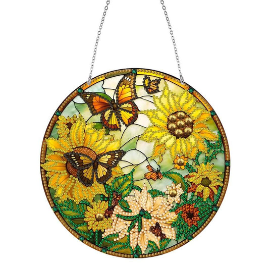 DIY Diamond Painting Vintage Hanging Ornament - Sunflower And Butterfly