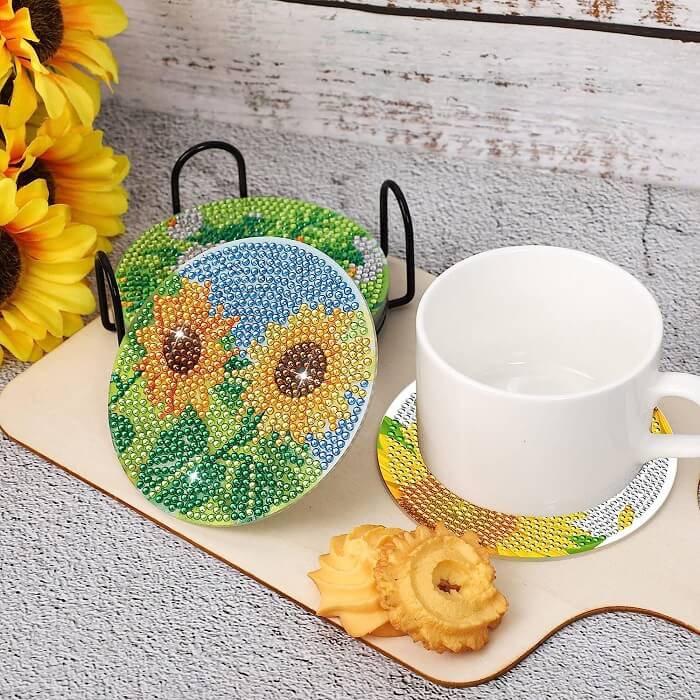 sunflower diamond painting coasters