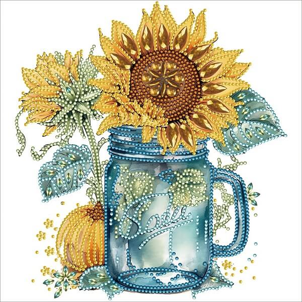 Sunflower Vase Crystal Rhinestone Diamond Painting (30*30cm) E