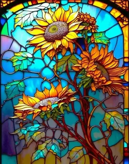 Sunflower Stained Glass 5D DIY Flower Diamond Painting Kit