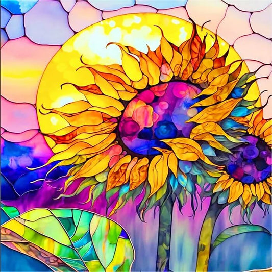 Stained Glass Sunflowers 35*35cm(canvas) full round drill diamond painting