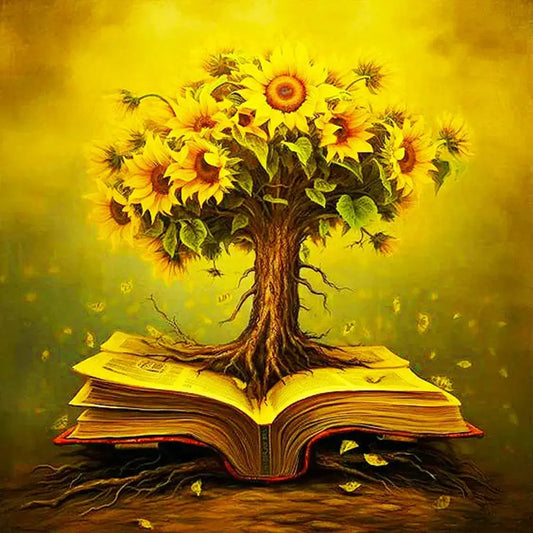 Yellow Diamond Painting - Full Round / Square - Sunflower Tree Book