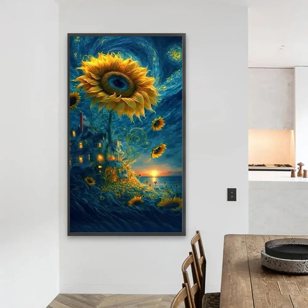 5D DIY Diamond Painting - Full Round / Square - Sunflower Under Starry Sky (40*70cm)