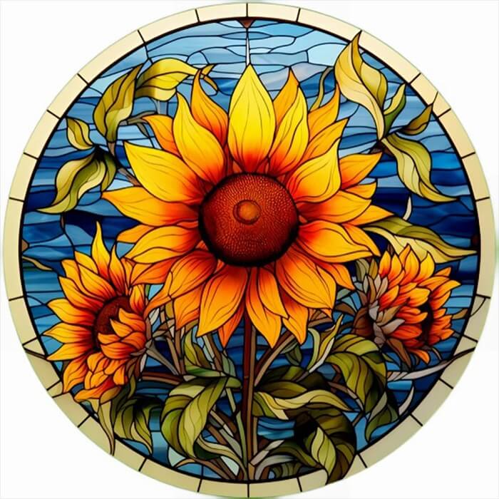 Sunflowers Stained Glass 5D DIY Floral Diamond Painting