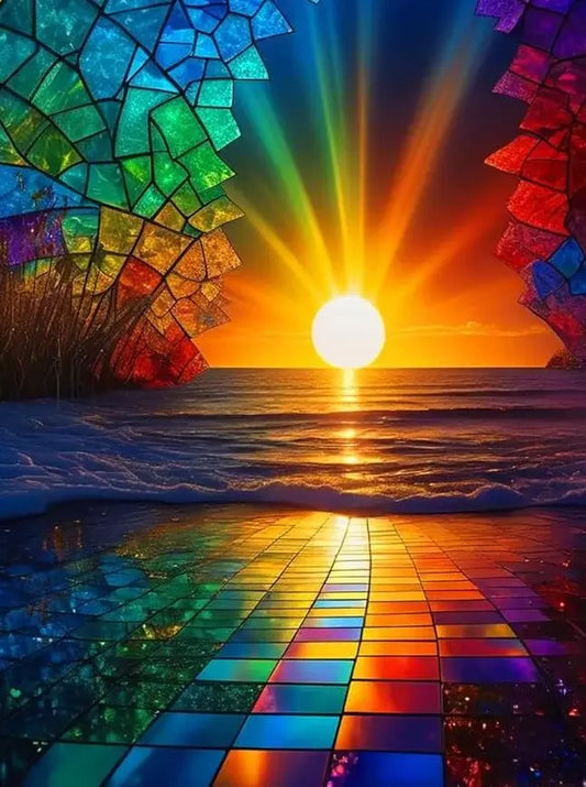 Sunset Glass Stained Diamond Painting