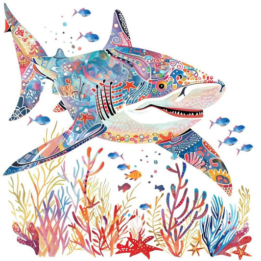 5D DIY Tattooed Shark Fish Full Round / Square Diamond Painting Kits