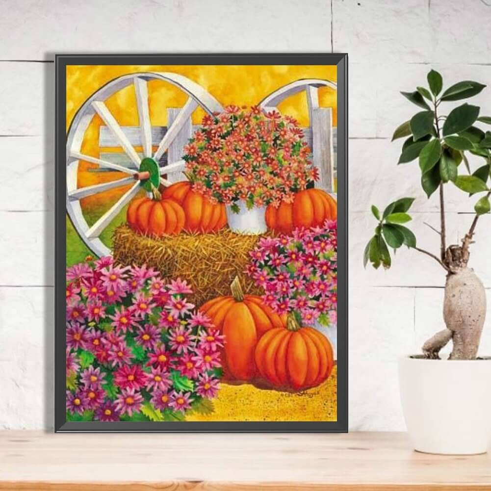 Thanksgiving Harvest Pumpkin Flowers Diamond Painting