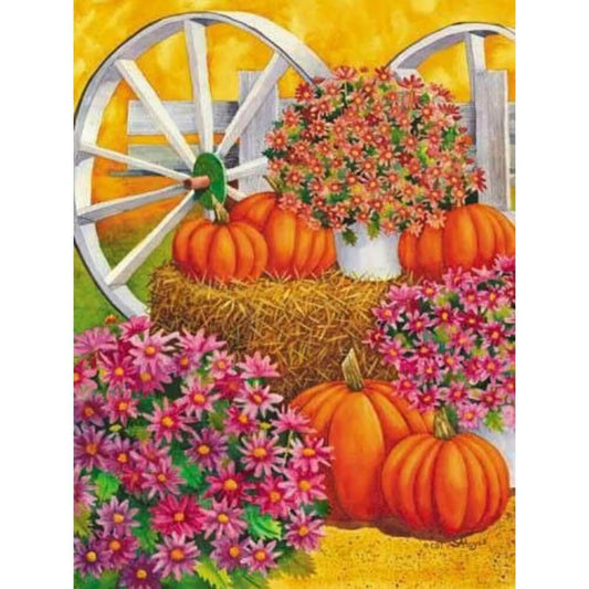 Diamond Painting - Full Round / Square - Thanksgiving Harvest Pumpkin Flowers