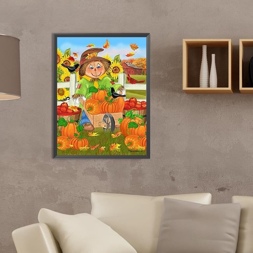 thanksgiving harvest scarecrow diamond painting art