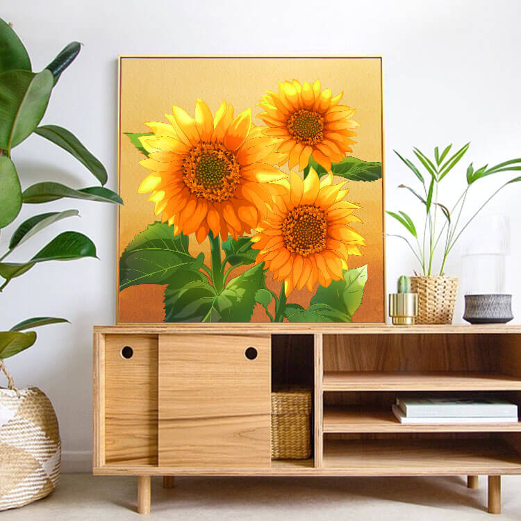 Three Sunflowers 5D DIY Diamond Painting Kit