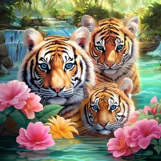 three tiger diamond painting kit