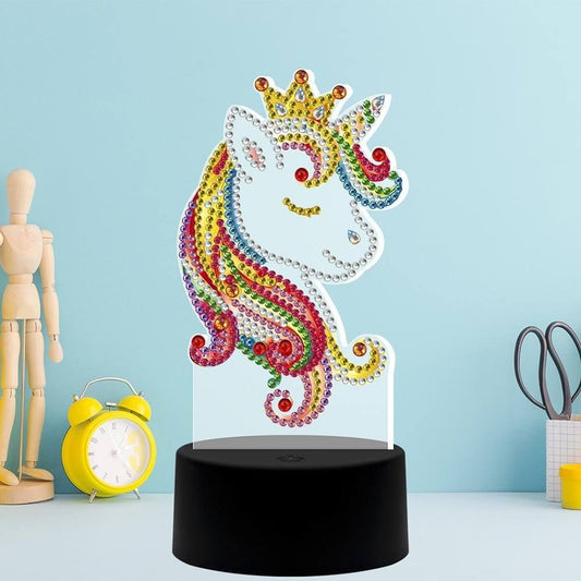 DIY Unicorn Diamond Painting Led Table Lamp Ornament Kit B