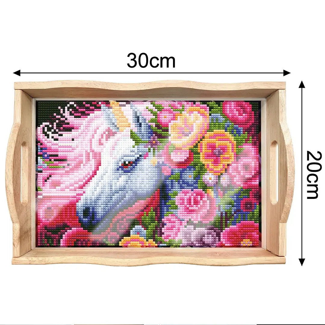 diy unicorn diamond painting decor wooden tray size